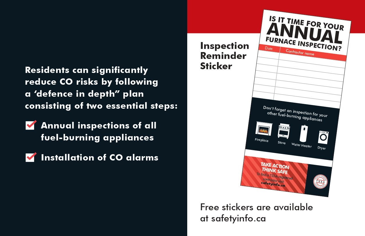 Image of an inspection-reminder sticker reminding people to do an annual furnace inspection.