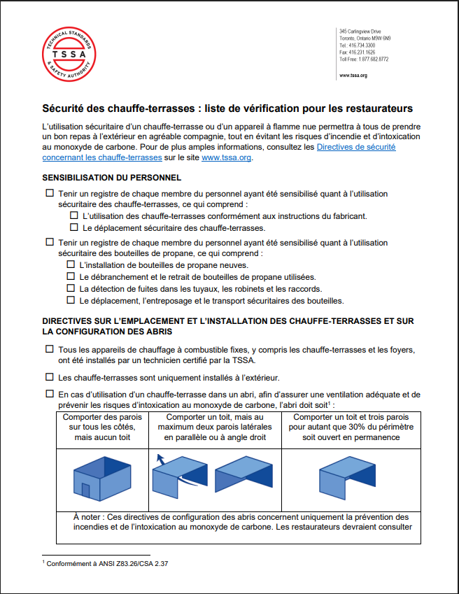 Sécurité des chauffe-terrasses : liste de vérification pour les restaurateurs